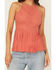 Image #3 - Shyanne Women's Stretch Lace Halter Fringe Tank, Dark Pink, hi-res