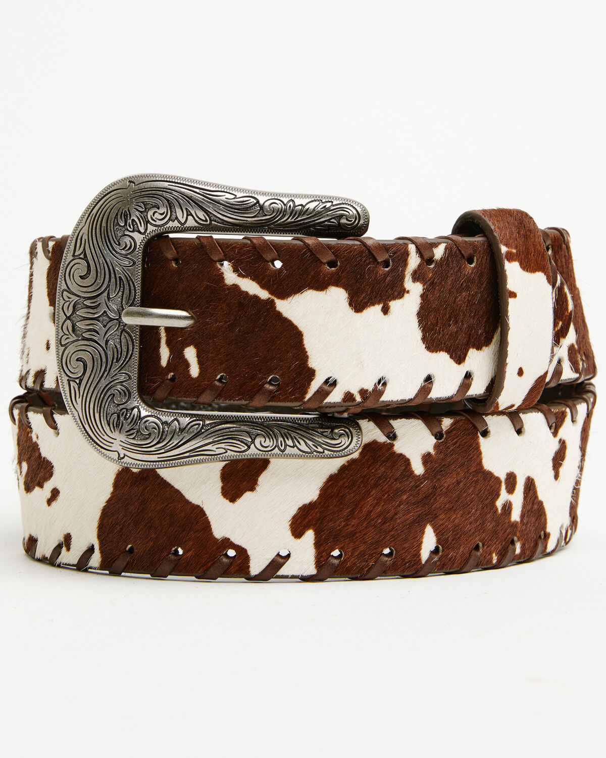 Image #1 - Shyanne Women's Hollyn Printed Hair-On Whipstitch Belt, Brown, hi-res