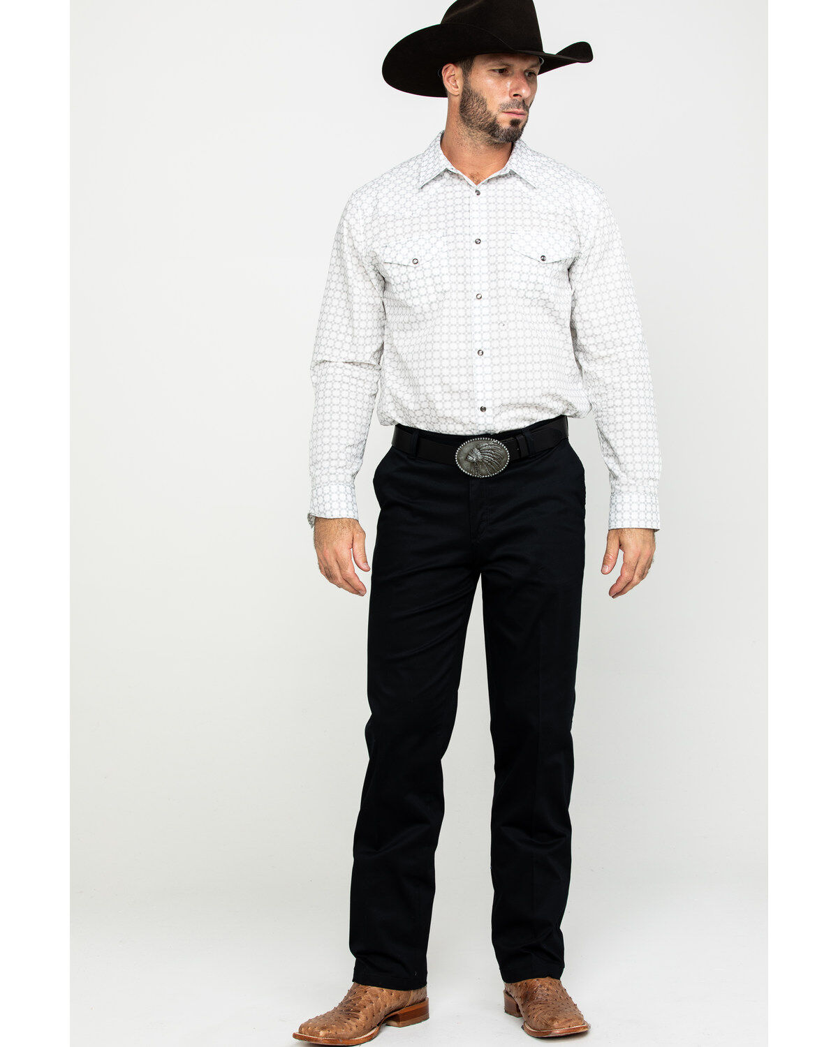 Image #6 - Wrangler Men's Casual Flat Front Western Pants, Black, hi-res
