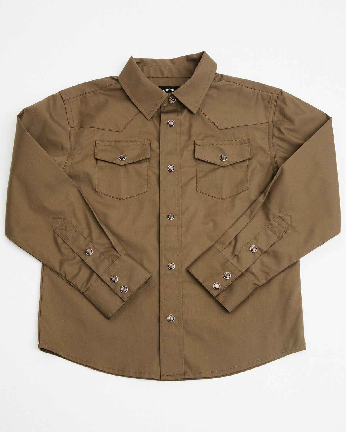 Gibson Trading Co Toddler Boys' Basic Solid Long Sleeve Pearl Snap Western Shirt, Chocolate, hi-res