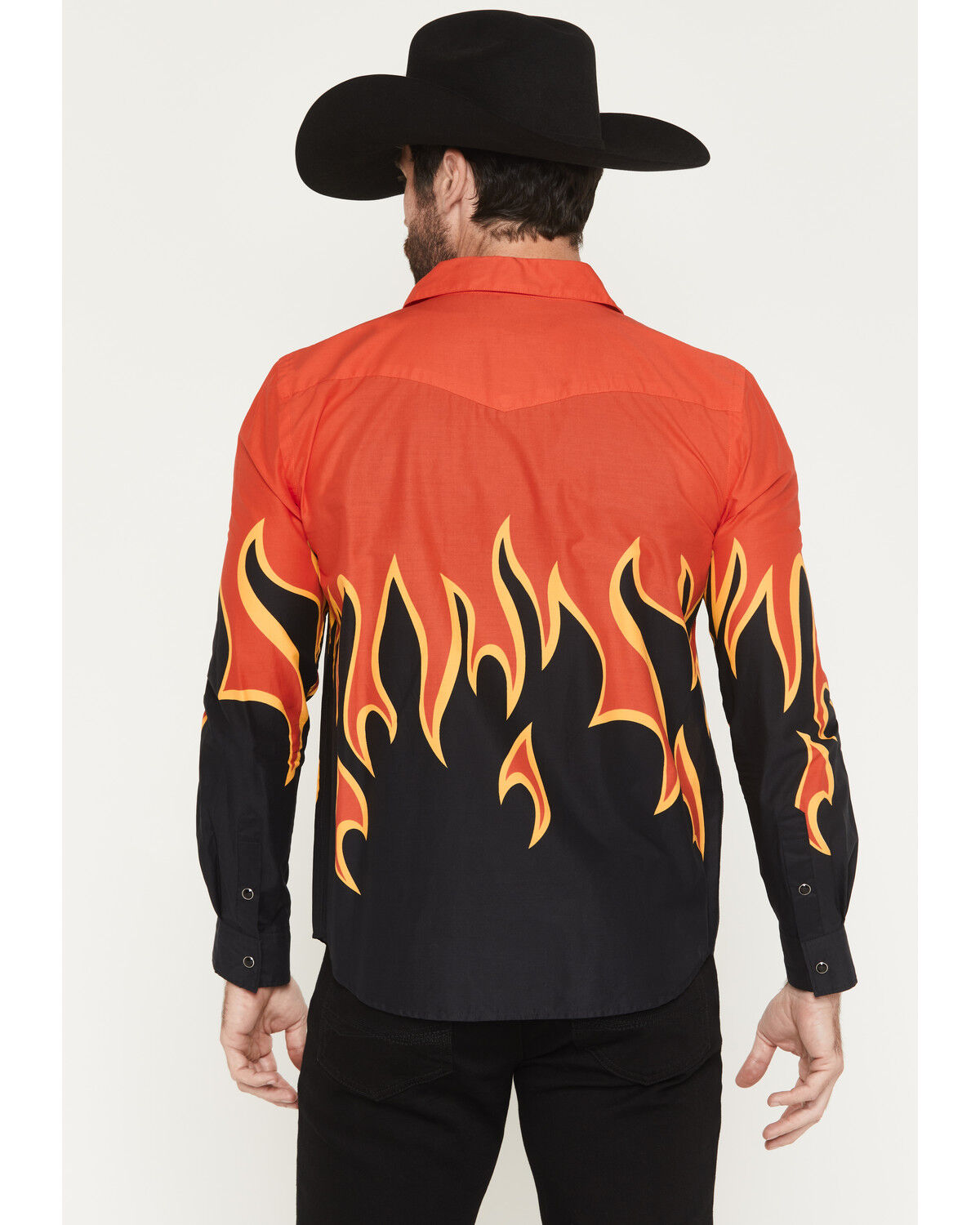 Image #4 - Panhandle Slim Men's Vintage Flame Print Long Sleeve Snap Western Shirt, , hi-res