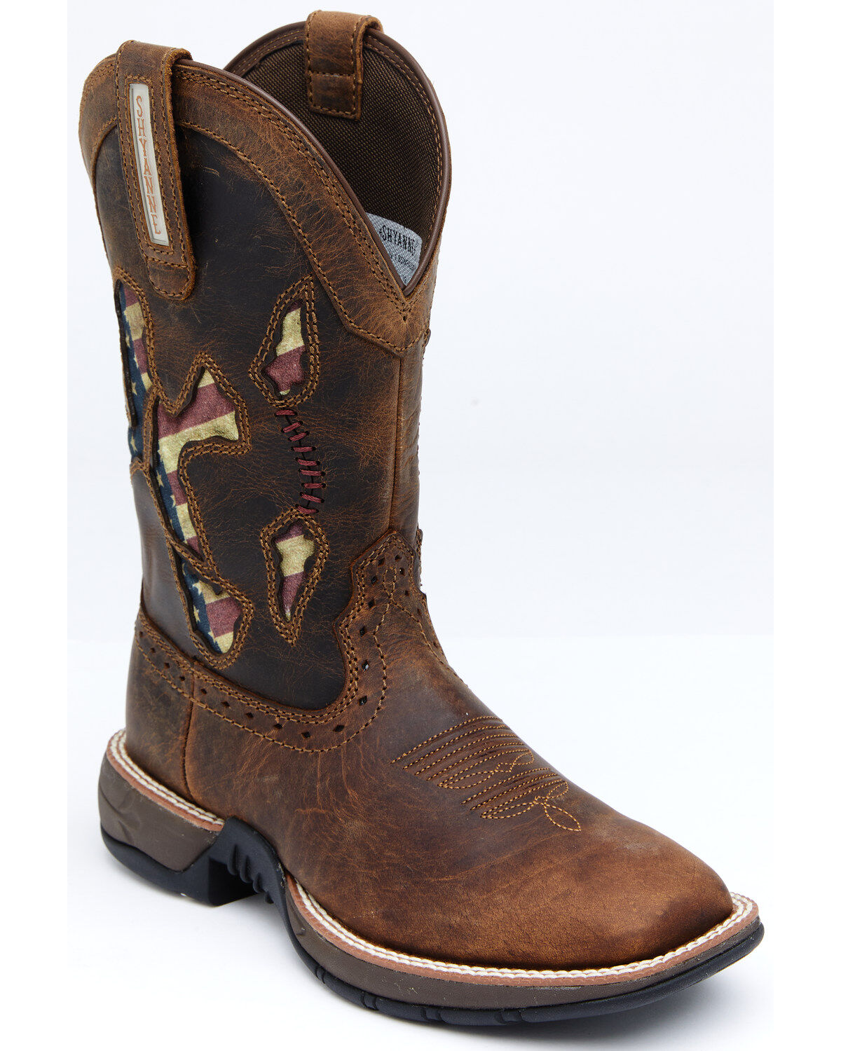 Image #1 - RANK 45&reg; Women's Lite Flag Western Performance Boots - Broad Square Toe, Brown, hi-res