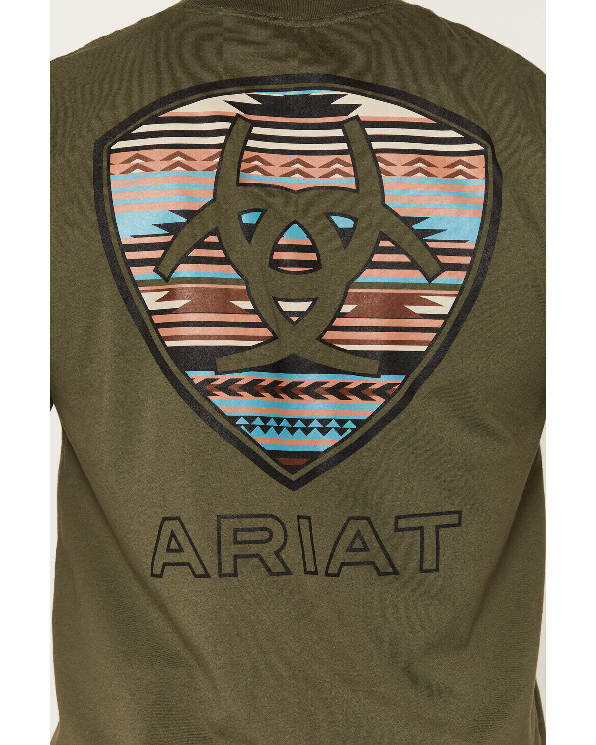 Image #4 - Ariat Men's Serape Shield Short Sleeve Graphic T-Shirt, Olive, hi-res