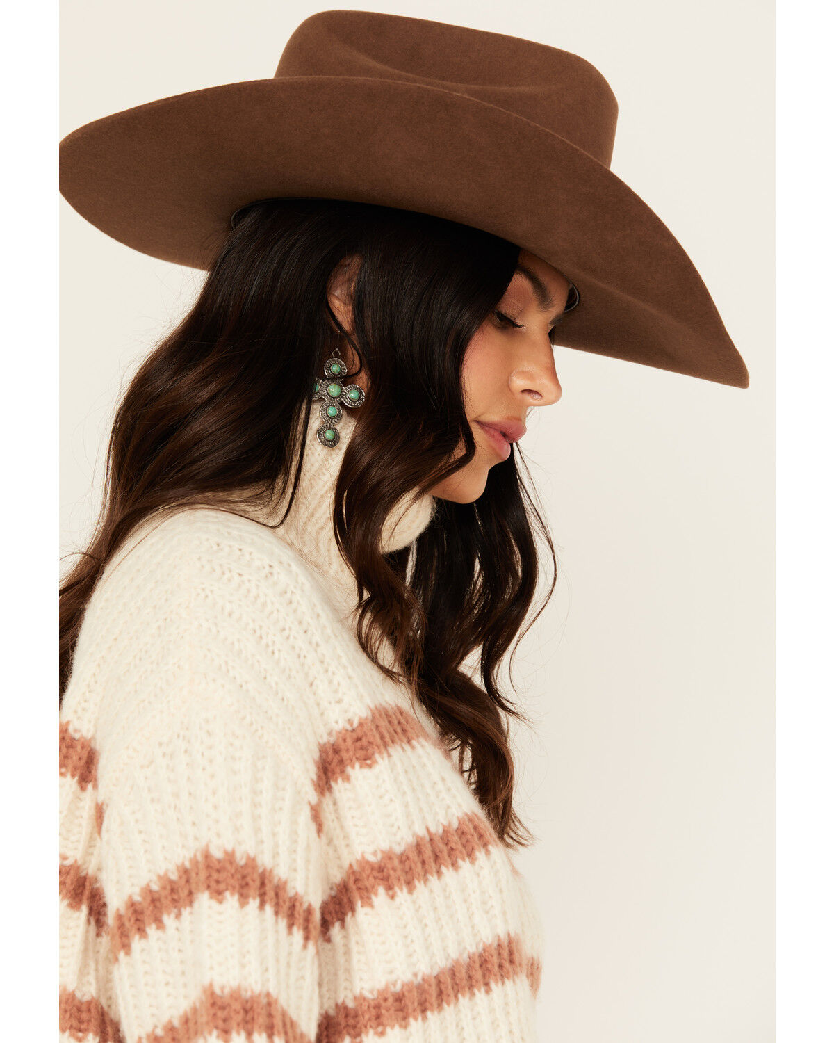 Image #2 - Sadie & Sage Women's Striped Turtleneck Sweater, Ivory, hi-res