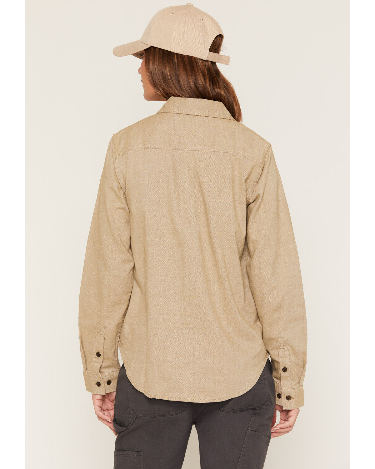Image #4 - Carhartt Women's Hamilton Relaxed Long Sleeve Button-Down Work Shirt, Olive, hi-res