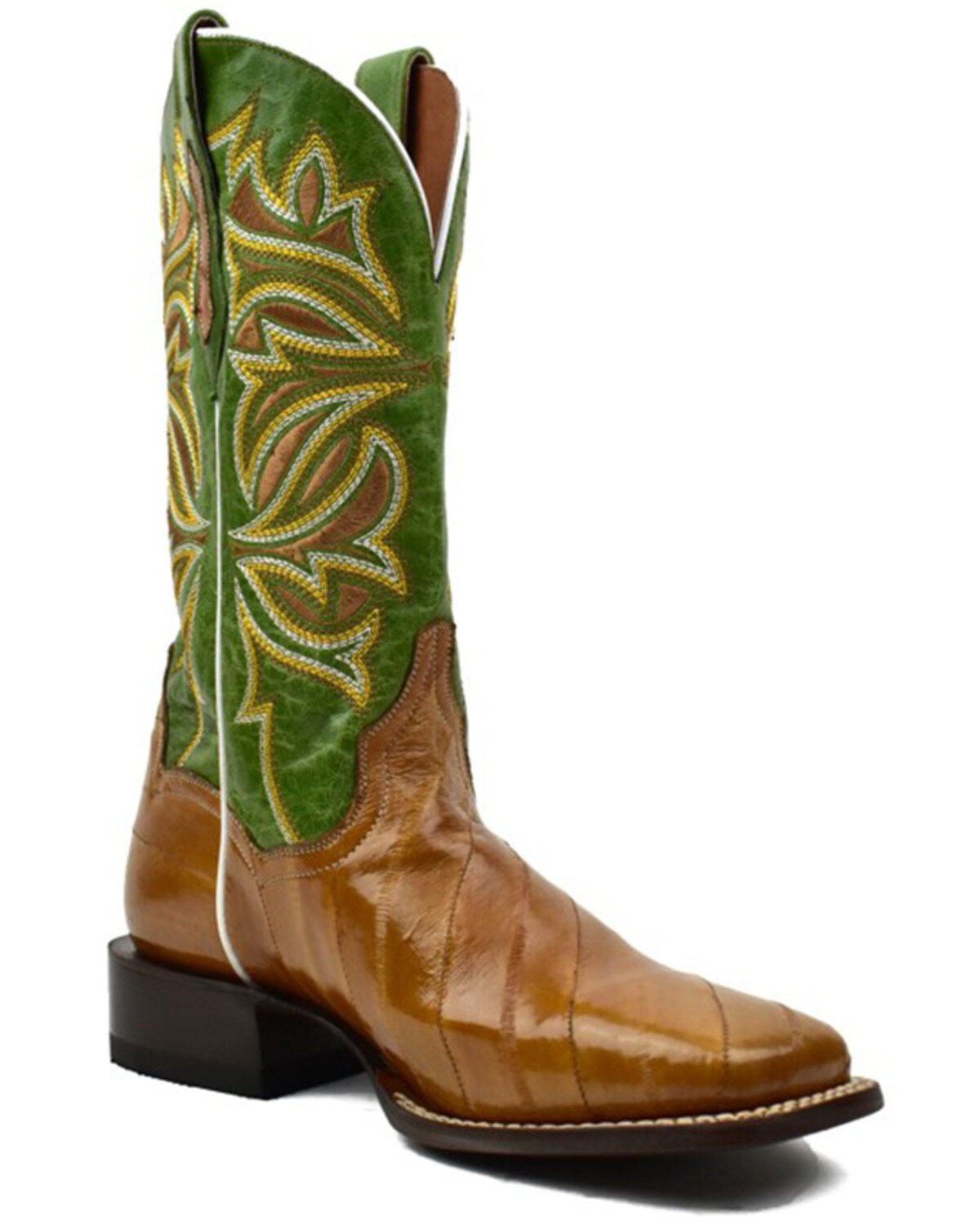 Image #1 - Dan Post Women's Exotic Eel Skin Western Boot - Broad Square Toe, Green, hi-res