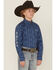 Image #1 - Ariat Boys' Southwestern Striped Long Sleeve Button-Down Western Shirt, Blue, hi-res