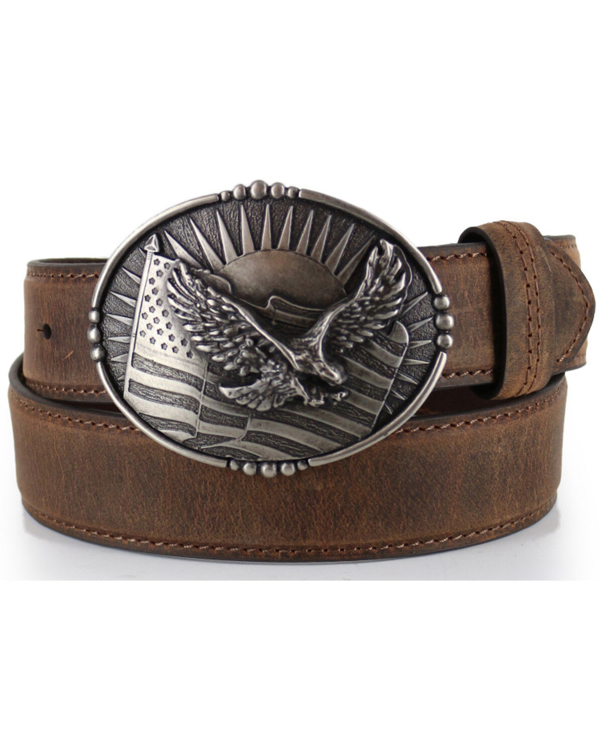 Image #1 - Cody James&reg; Men's Patriotic Eagle Leather Belt, Brown, hi-res