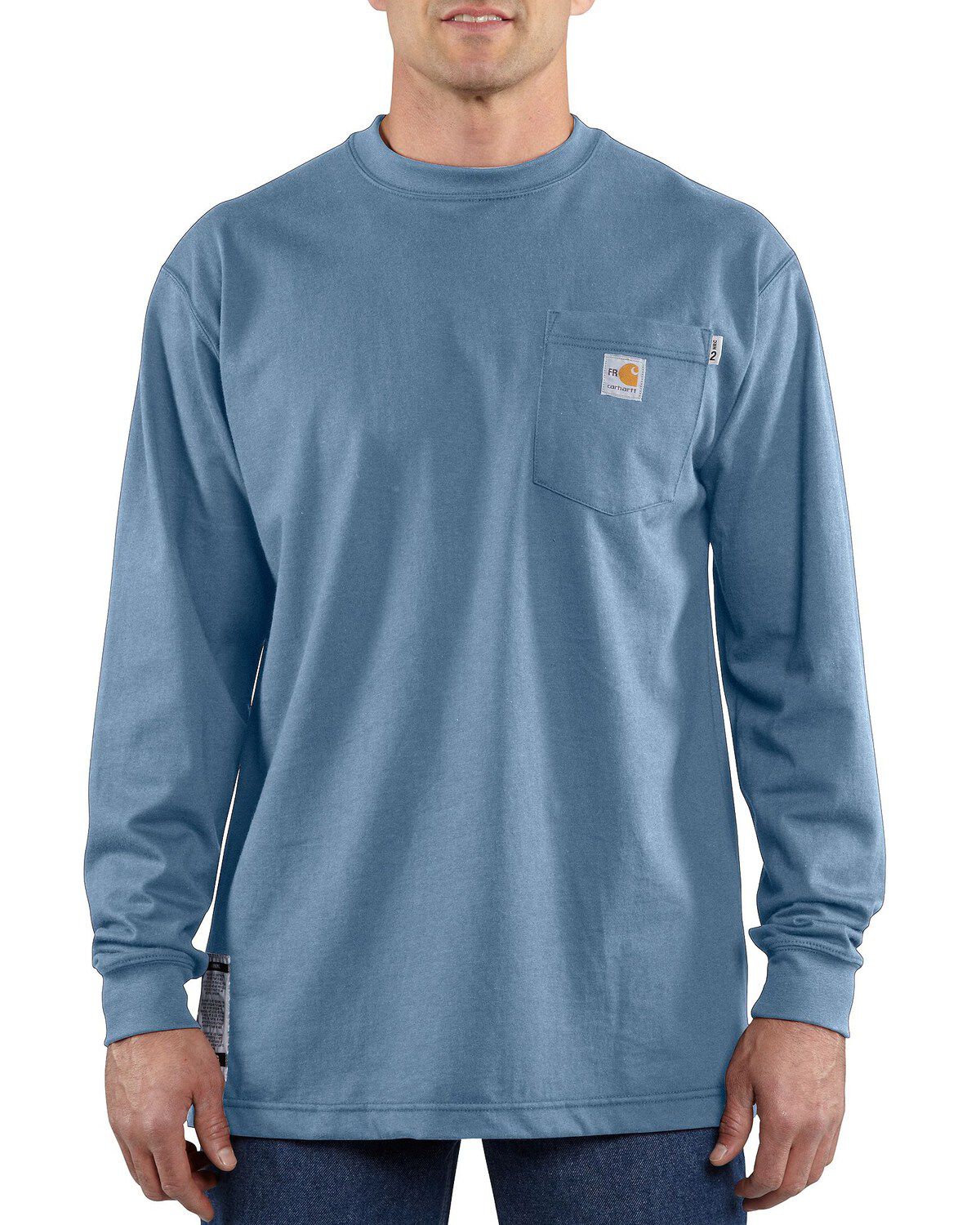 Image #1 - Carhartt Men's FR Solid Long Sleeve Work Shirt - Big & Tall, Med Blue, hi-res