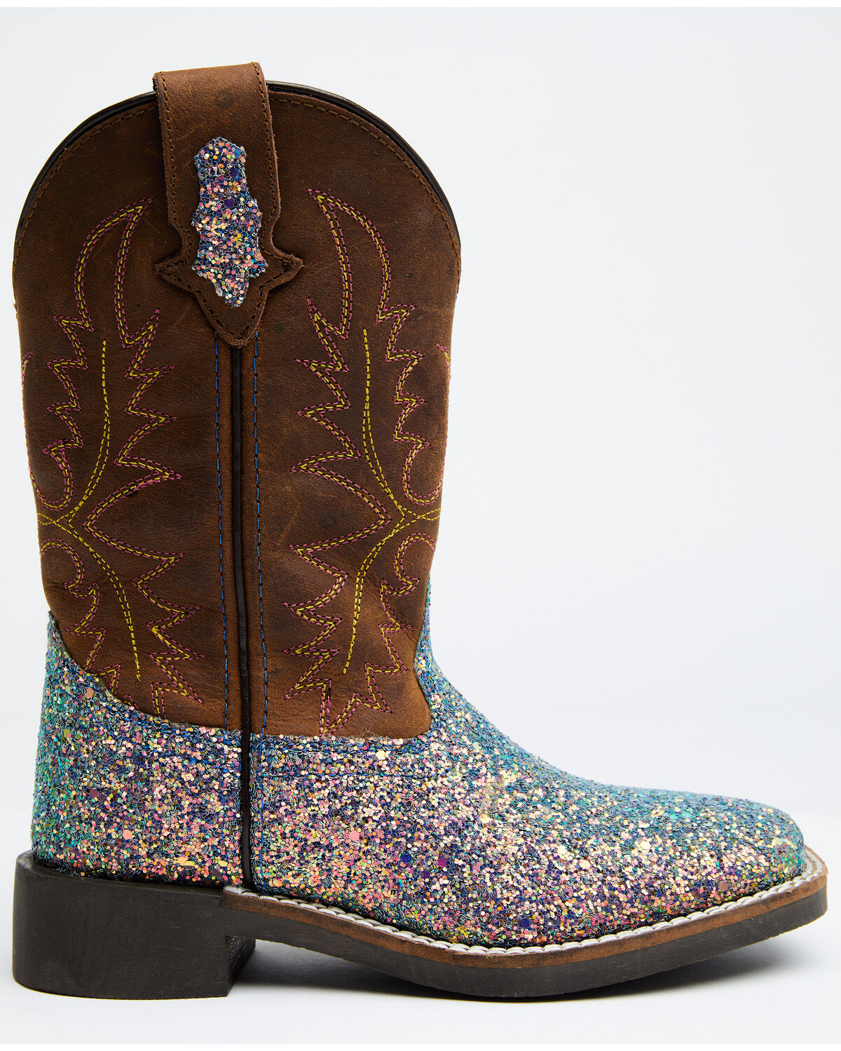 Image #2 - Shyanne Girls' Glitterama Western Boots - Broad Square Toe, Brown, hi-res
