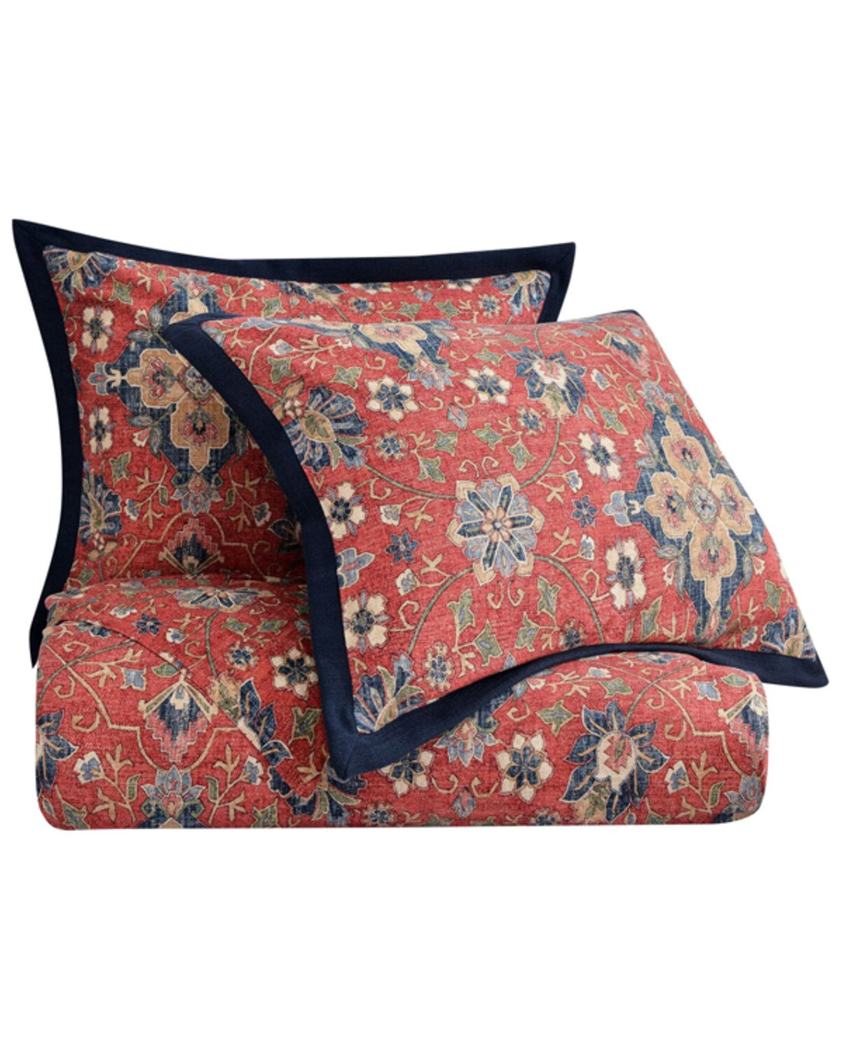 Image #3 - HiEnd Accents Melinda Washed Linen Queen Bedding Set - 3 Piece, Red, hi-res