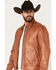 Image #2 - Scully Men's Leather Bomber Jacket, Cognac, hi-res