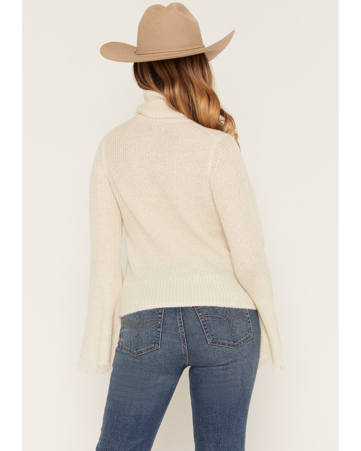 Image #4 - Shyanne Women's Solid Bell Sleeve Turtleneck Sweater, Natural, hi-res