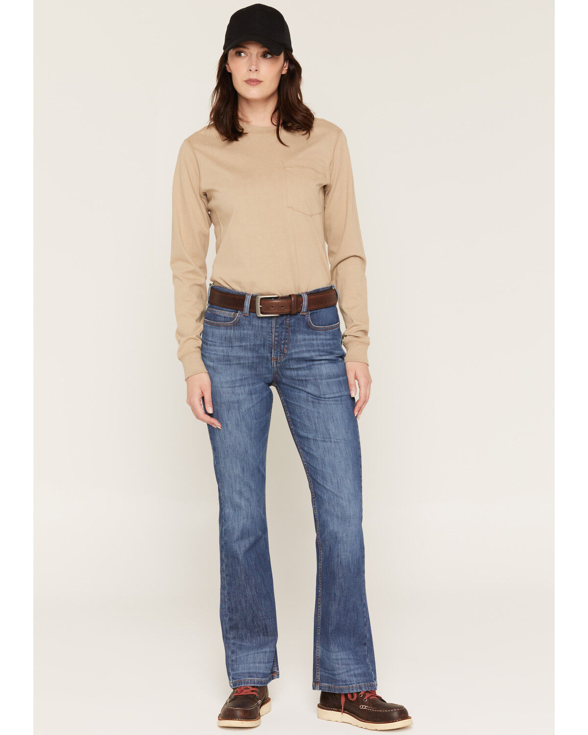 Image #1 - Carhartt Women's FR Tiller Rugged Flex&reg; Medium Wash Mid Rise Bootcut Stretch Denim Jeans, Blue, hi-res