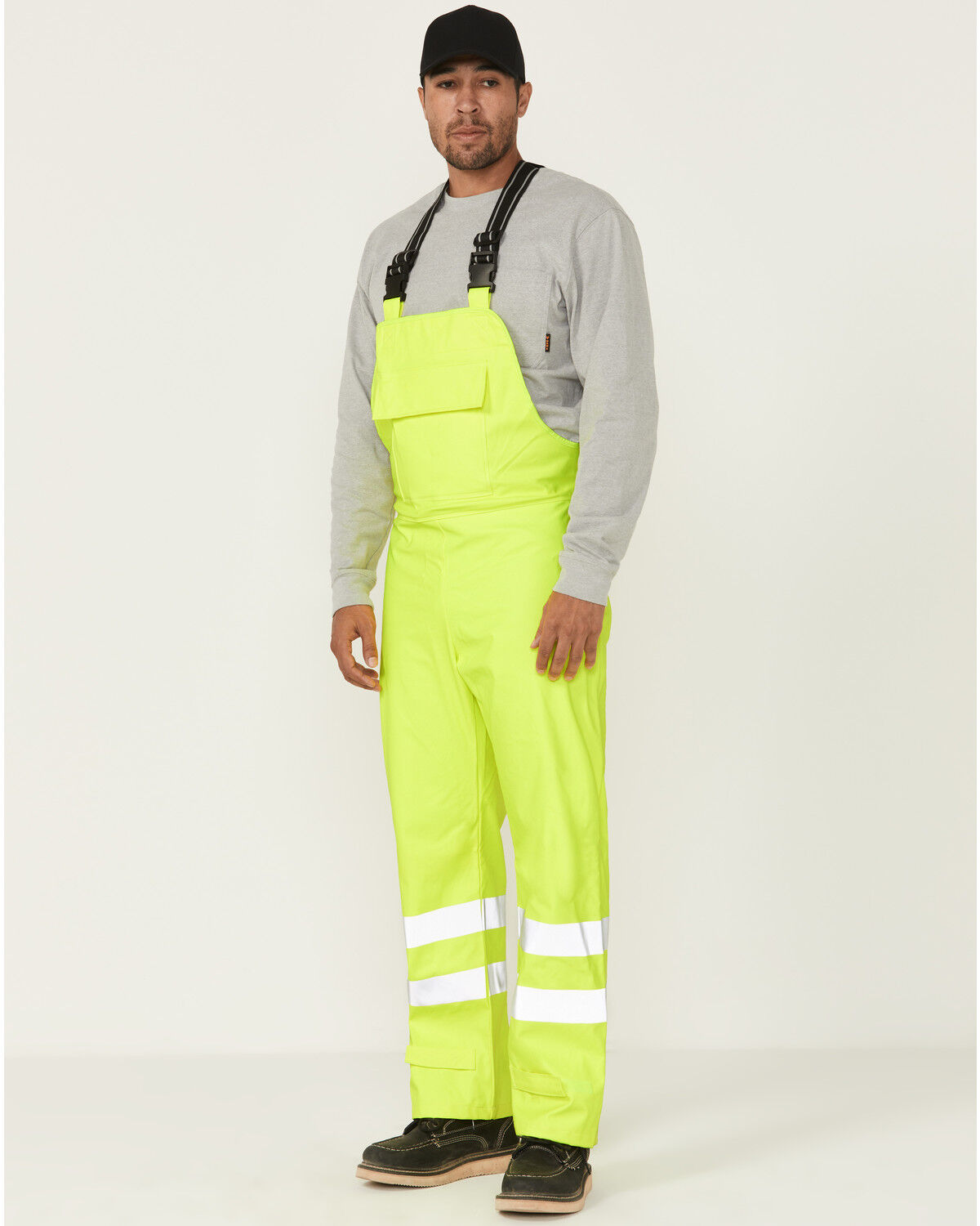 Image #1 - Forge Workwear Men's FR Hi-Vis Rain Bib Work Overalls, Yellow, hi-res