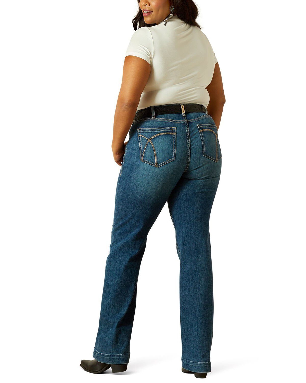 Image #1 - Ariat Women's Hasley Dark Wash Mid Rise Slim Trouser Denim Jeans - Plus, Dark Wash, hi-res