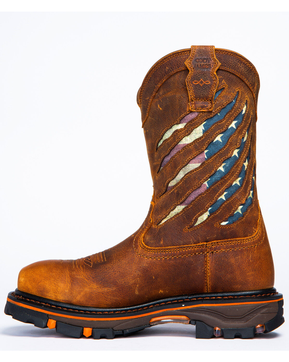 Image #5 - Cody James Men's 11" Flag Western Work Boots - Nano Composite Toe, Brown, hi-res