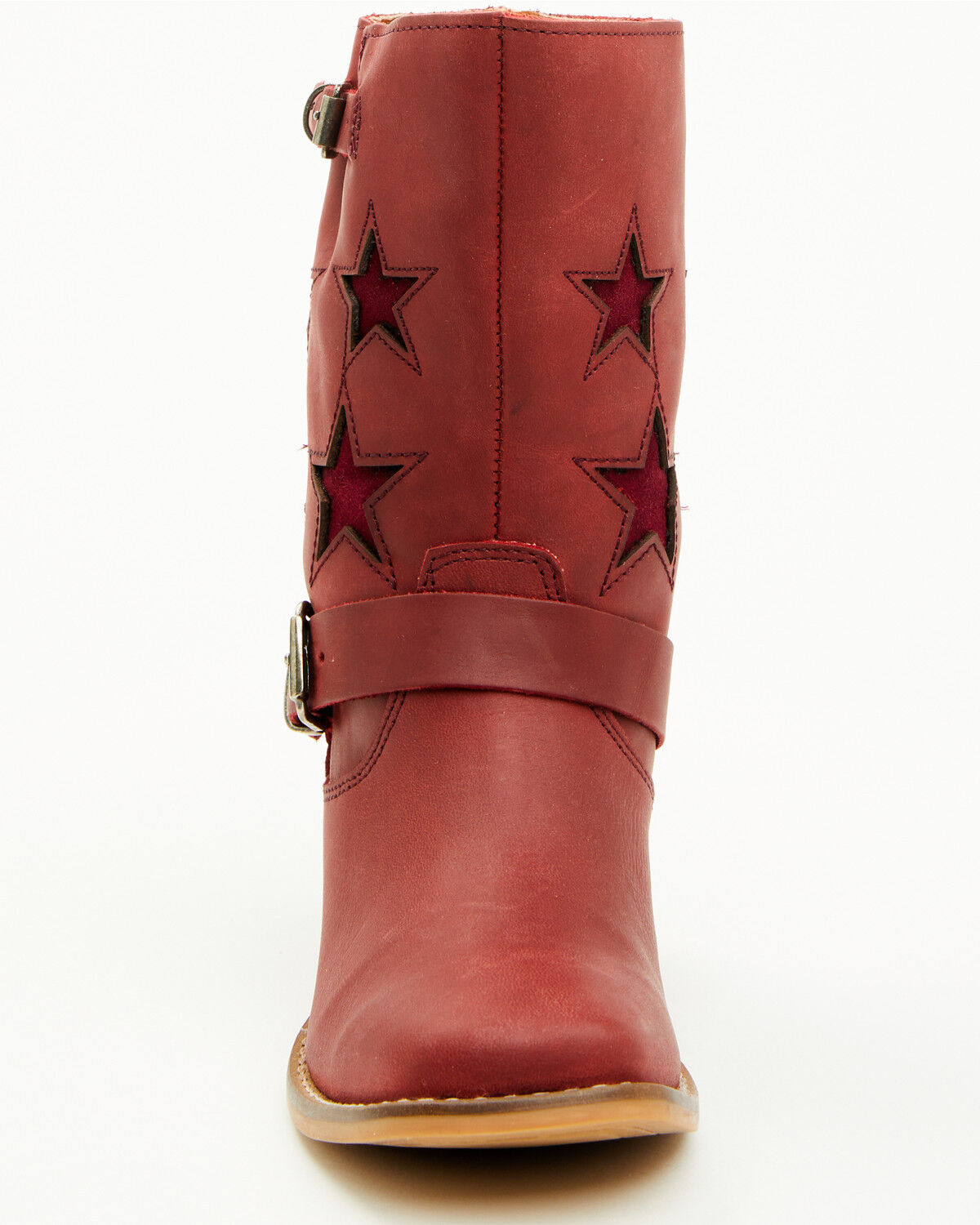 Image #4 - Dingo Girls' Blacklist Star Inlay Harness Boots - Square Toe, Wine, hi-res