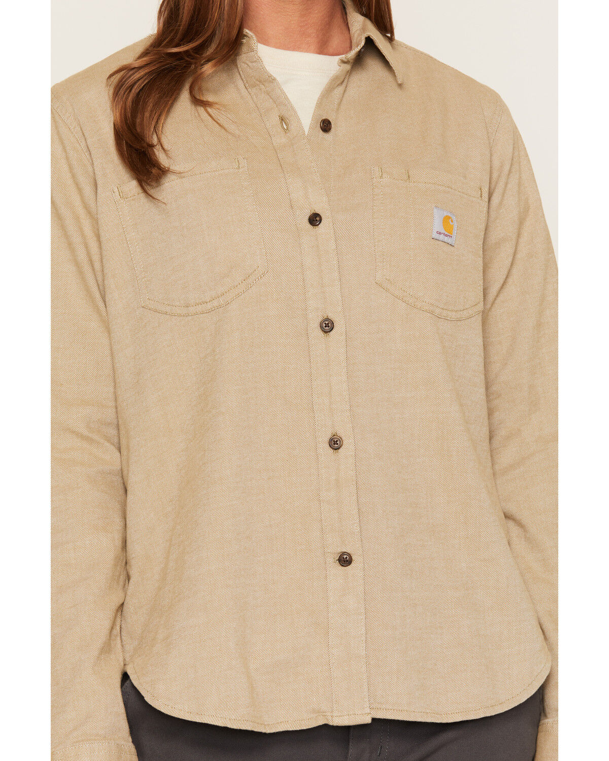 Image #3 - Carhartt Women's Hamilton Relaxed Long Sleeve Button-Down Work Shirt, Olive, hi-res