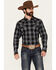 Image #1 - Cody James Men's Irving Plaid Print Long Sleeve Snap Western Shirt, Navy, hi-res