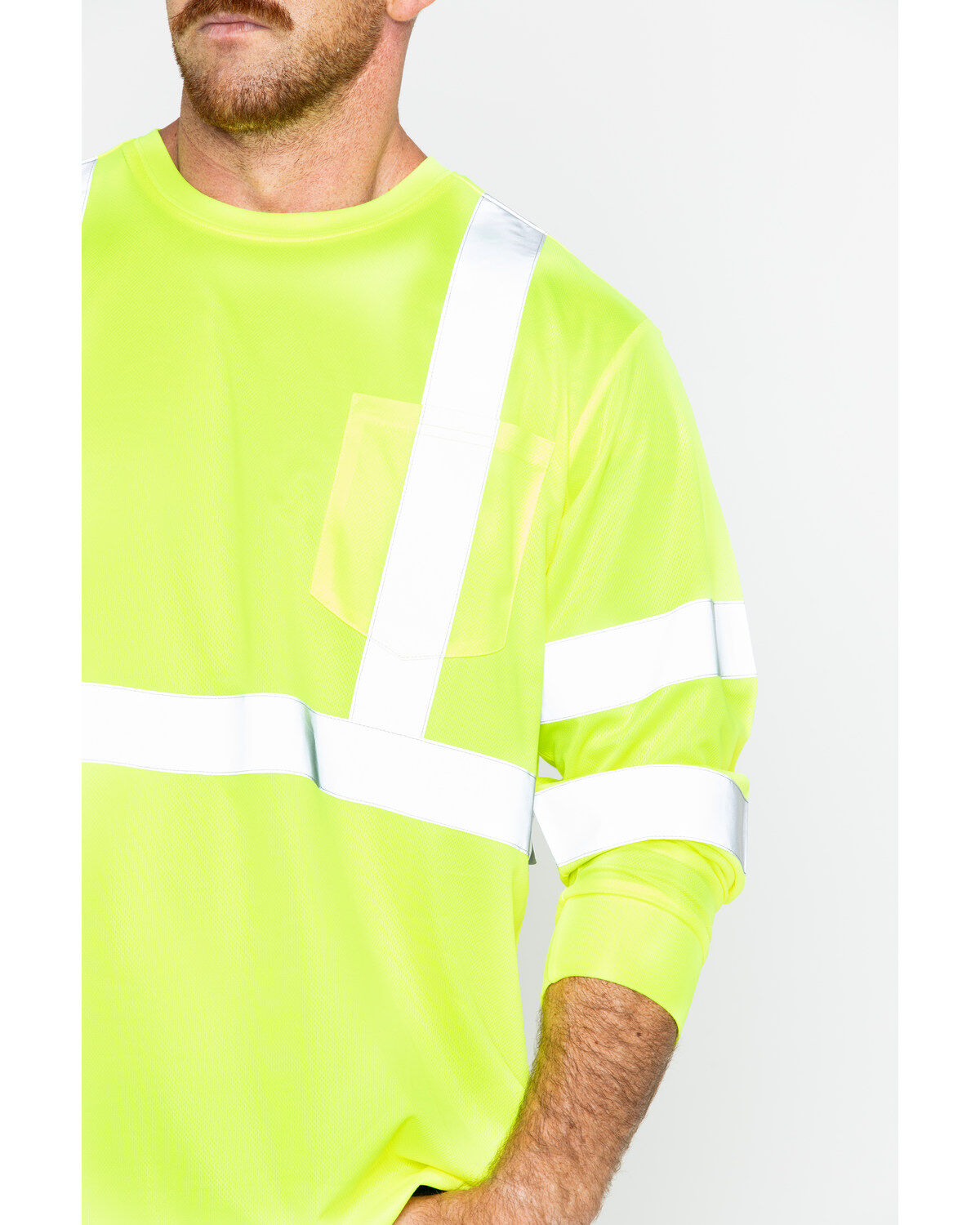 Image #4 - Hawx Men's Reflective Long Sleeve Work Tee, Yellow, hi-res