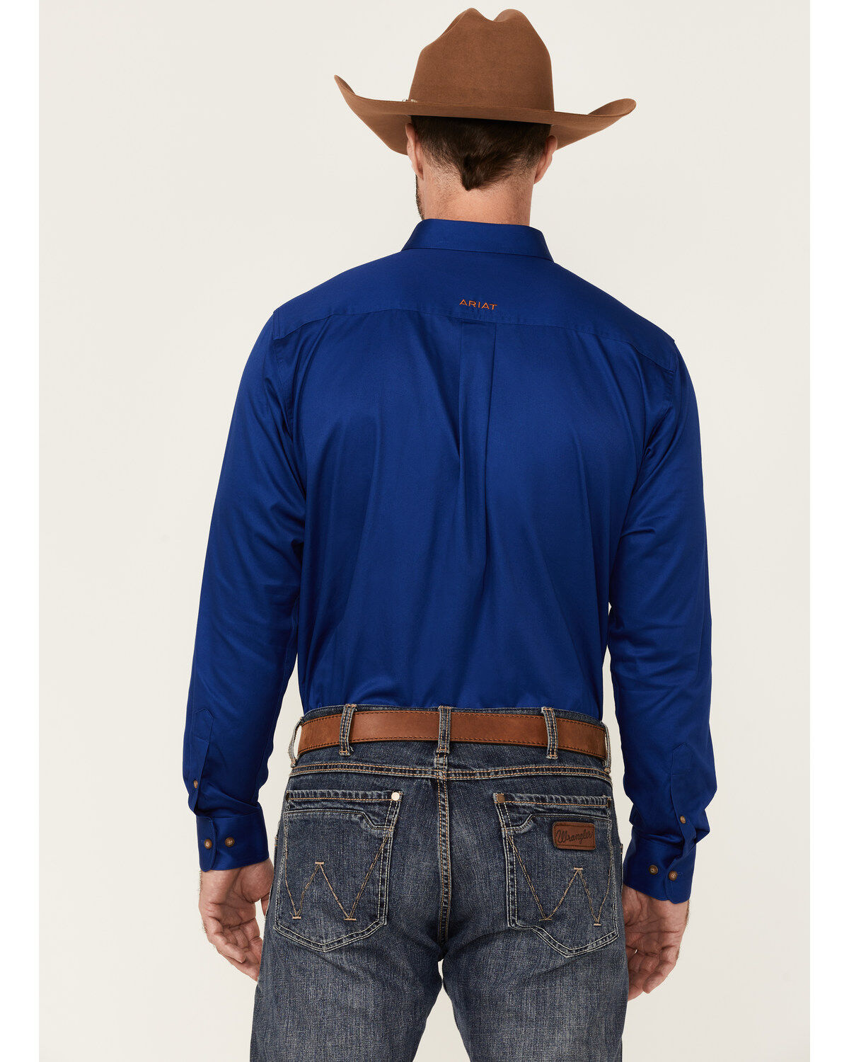 Image #4 - Ariat Men's Solid Royal Blue Twill Fitted Long Sleeve Button-Down Western Shirt, Royal Blue, hi-res