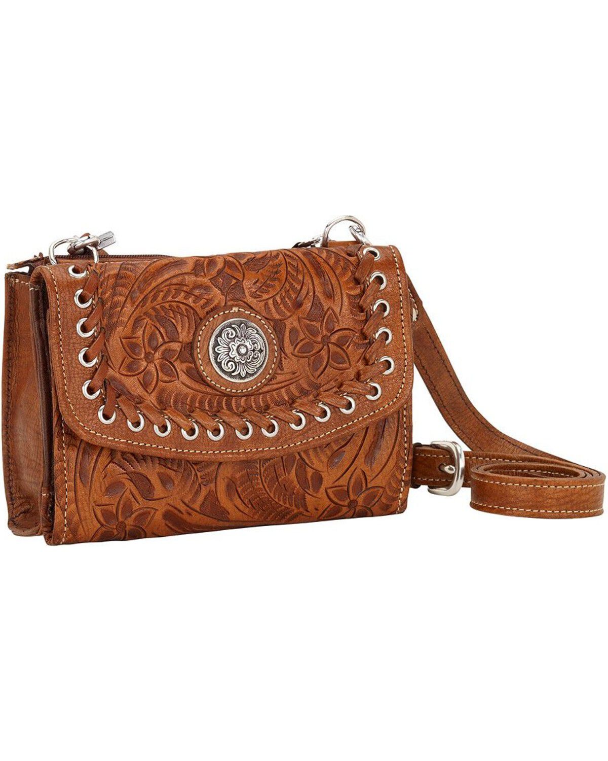 Image #1 - American West Harvest Moon Crossbody Bag, Brown, hi-res