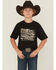 Image #1 - Ariat Boys' Freedom Flag Short Sleeve Graphic T-Shirt, Black, hi-res