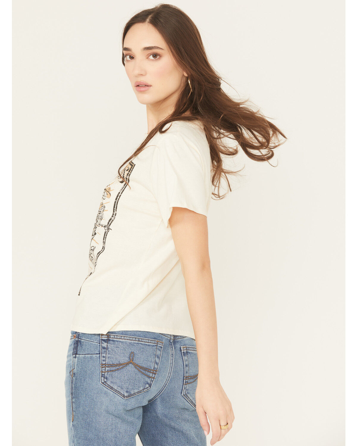 Image #4 - Rock & Roll Denim Women's Whiskey Short Sleeve Oversized Graphic Tee, Cream, hi-res