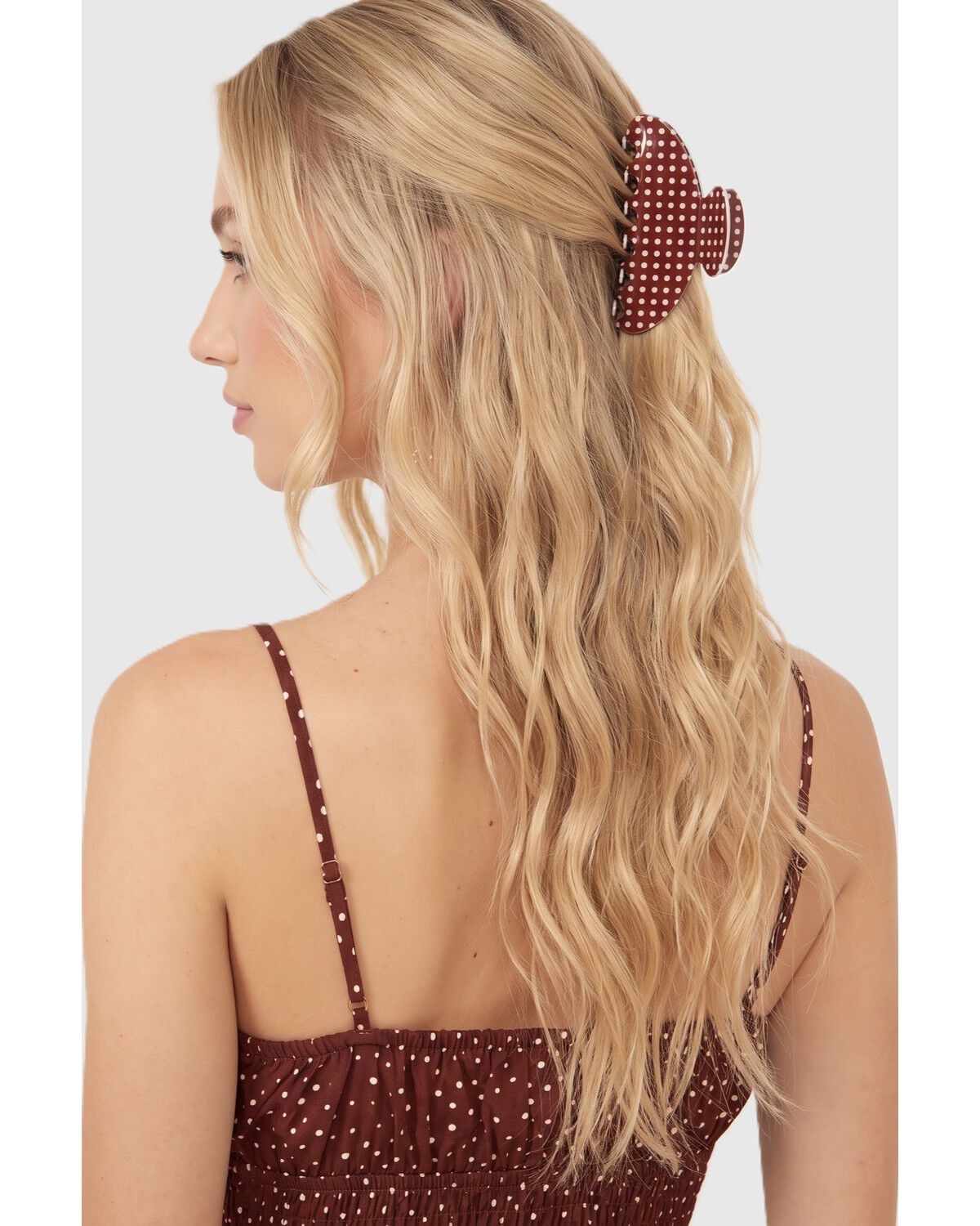 Image #1 - Shyanne Women's Polka Dot Claw Clip, Dark Red, hi-res