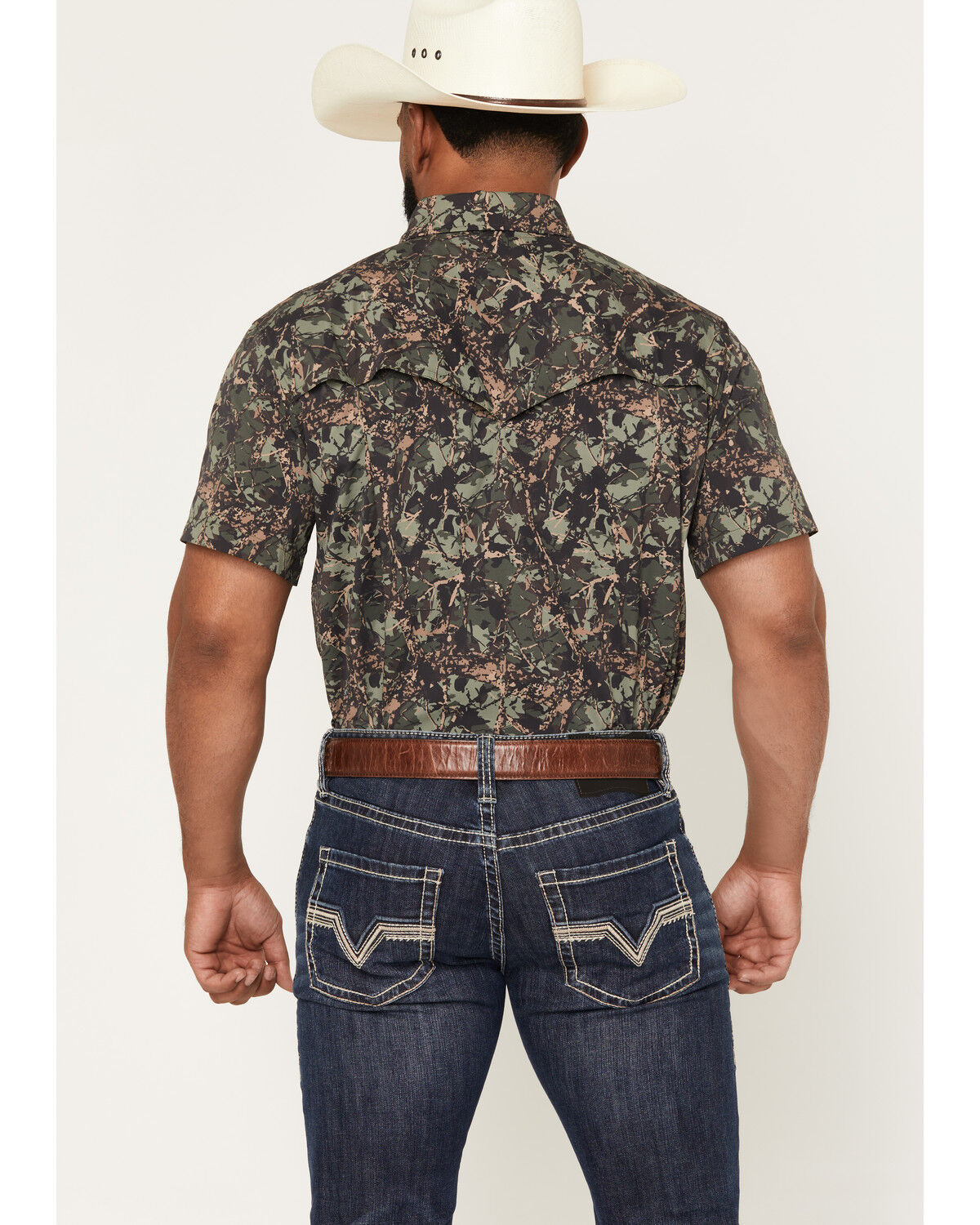 Image #4 - Rock & Roll Denim X Koe Wetzel Men's Camo Print Short Sleeve Pearl Snap Stretch Western Shirt, Camouflage, hi-res