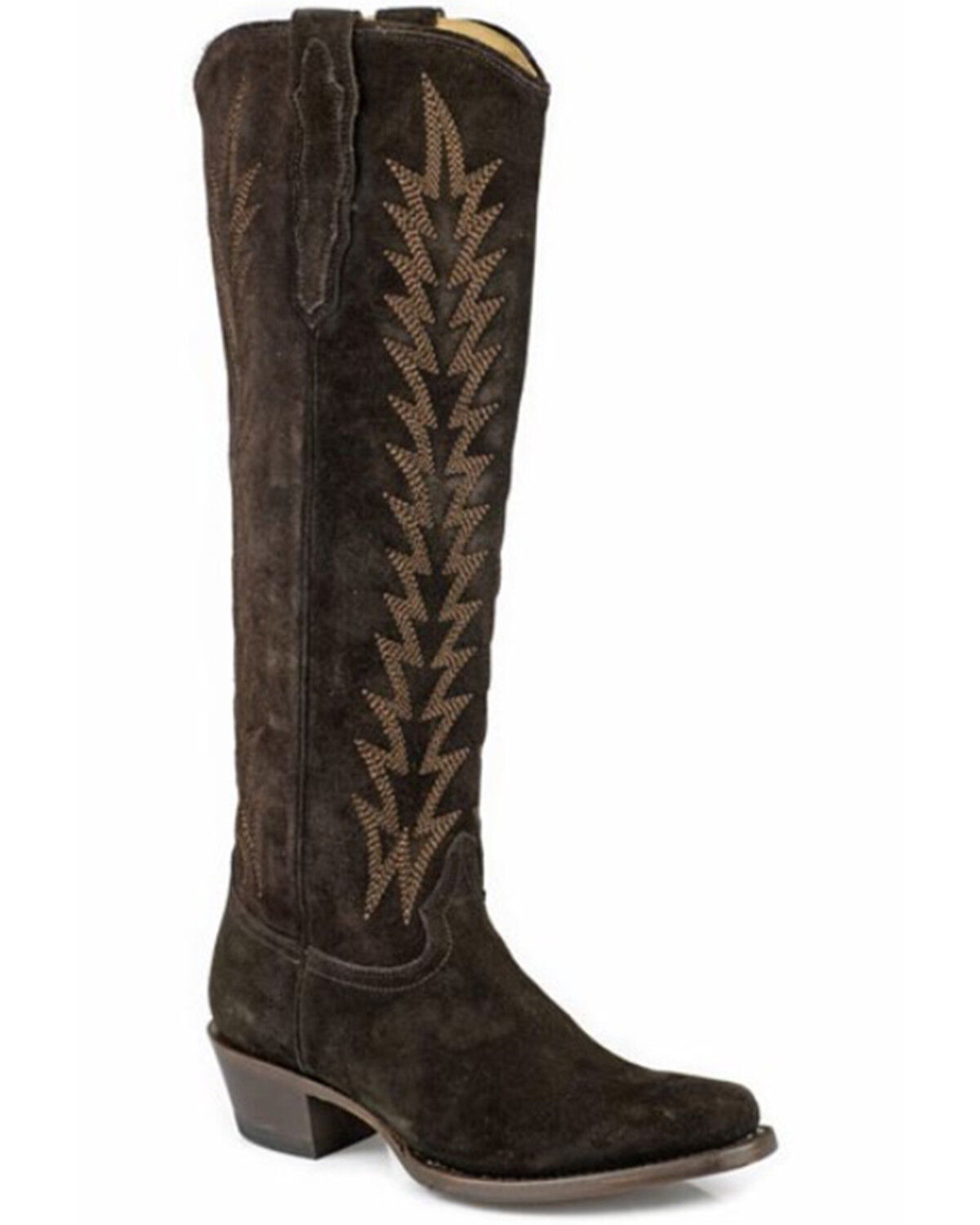 Image #1 - Stetson Women's Loretta Tall Suede Western Boots - Round Toe, Brown, hi-res