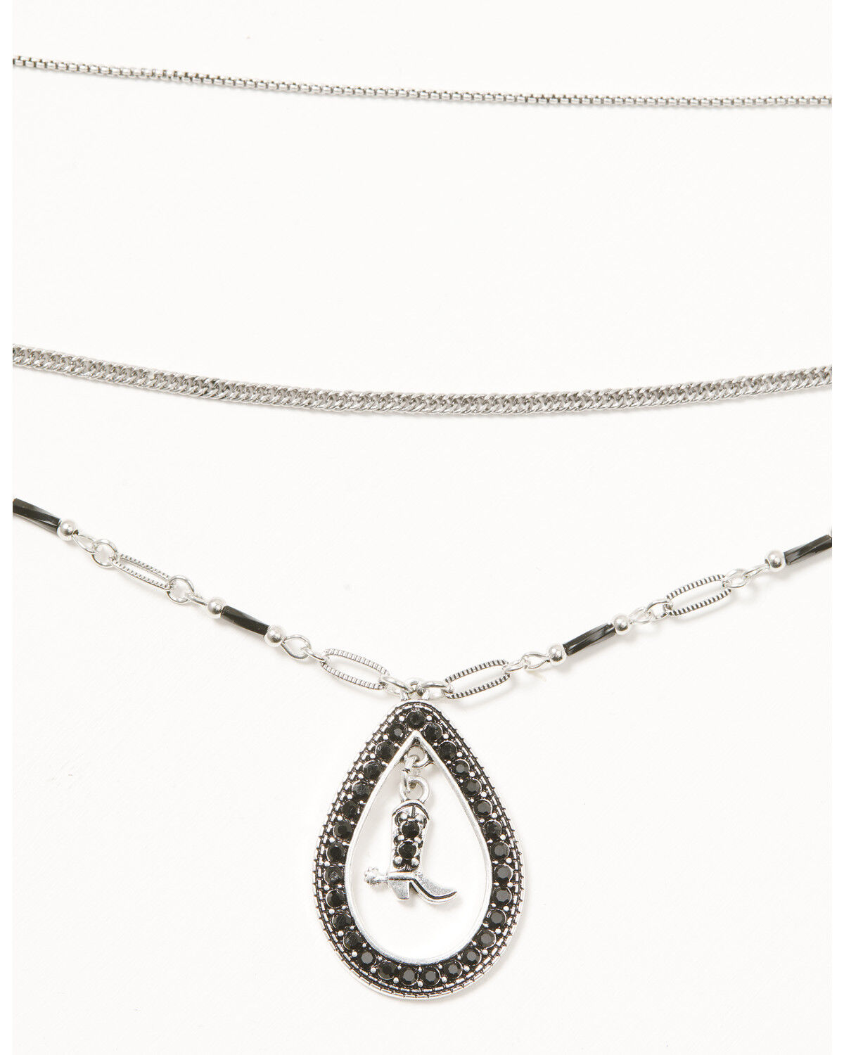 Image #1 - Shyanne Women's Boot Teardrop Layered Necklace, Silver, hi-res