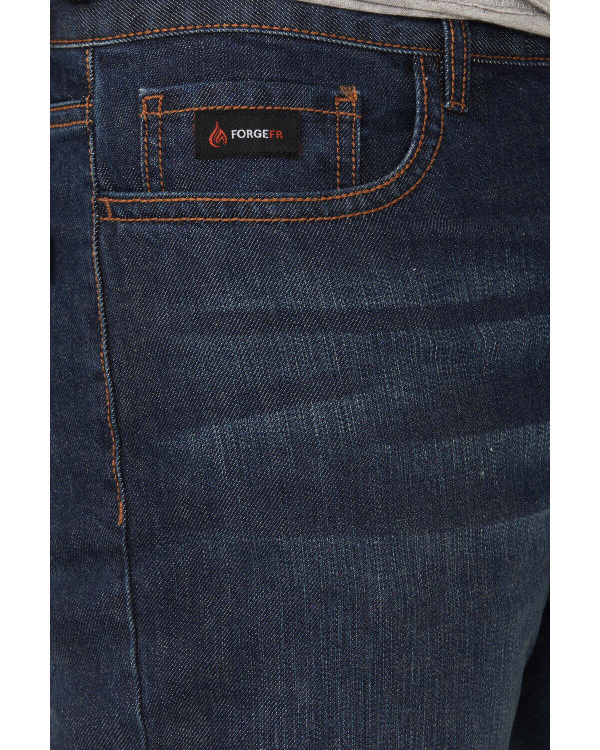 Image #2 - Forge Workwear Men's FR Cross Hatch Medium Wash Inherent Relaxed Bootcut Rigid Denim Jeans, Medium Blue, hi-res
