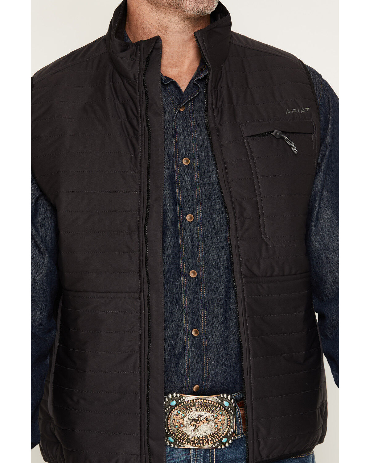 Image #3 - Ariat Men's Wylie Vest, Black, hi-res