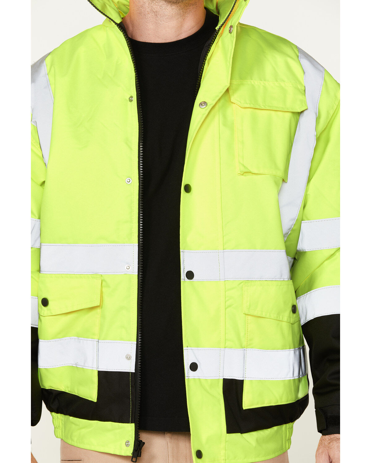 Image #3 - Hawx Men's High-Visibility Bomber Work Jacket, Yellow, hi-res