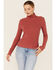 Image #1 - Miss Me Women's Lightweight Layering Turtleneck Top, Red, hi-res