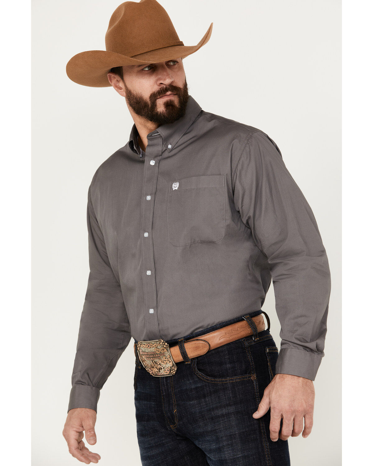 Image #3 - C&zwnj;inch Men's Solid Dove Gray Button Long Sleeve Shirt, Grey, hi-res