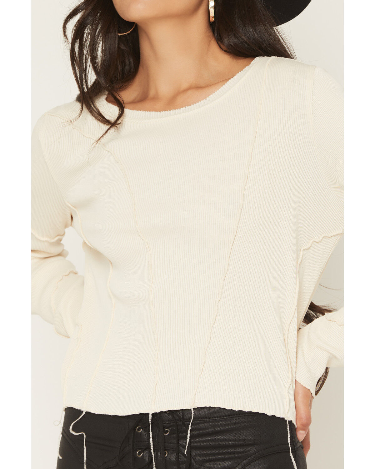 Image #3 - Rock & Roll Denim Women's Solid Long Sleeve Shirt, Natural, hi-res