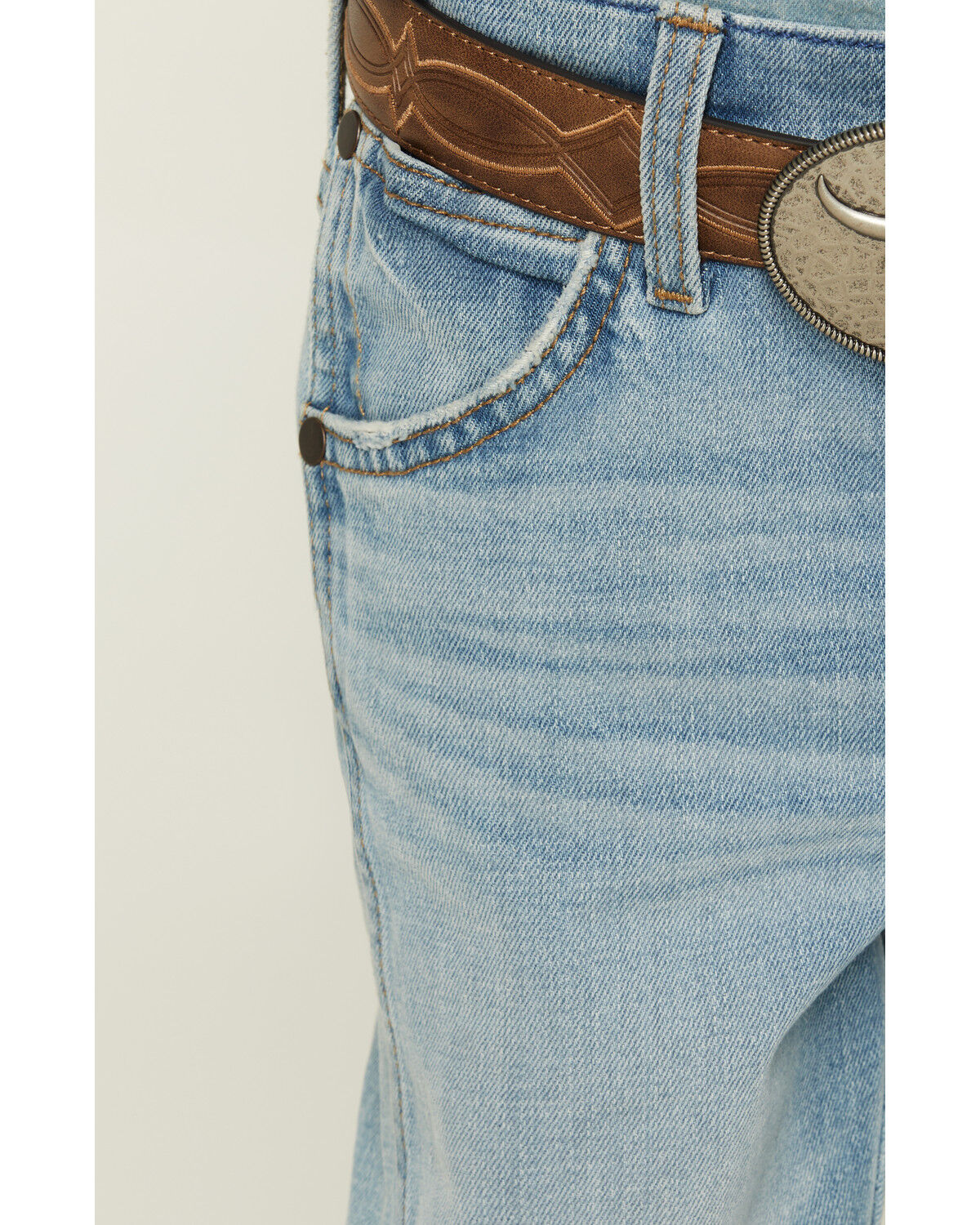 Image #2 - Wrangler Retro Little Boys' Light Wash Cloverdale Slim Bootcut Stretch Denim Jeans, Light Wash, hi-res