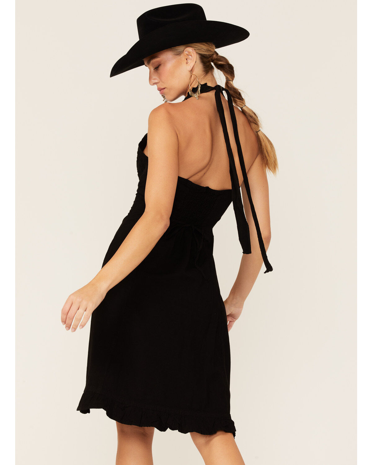 Image #3 - Scully Peruvian Cotton Halter Top Mini Dress, Black, hi-res