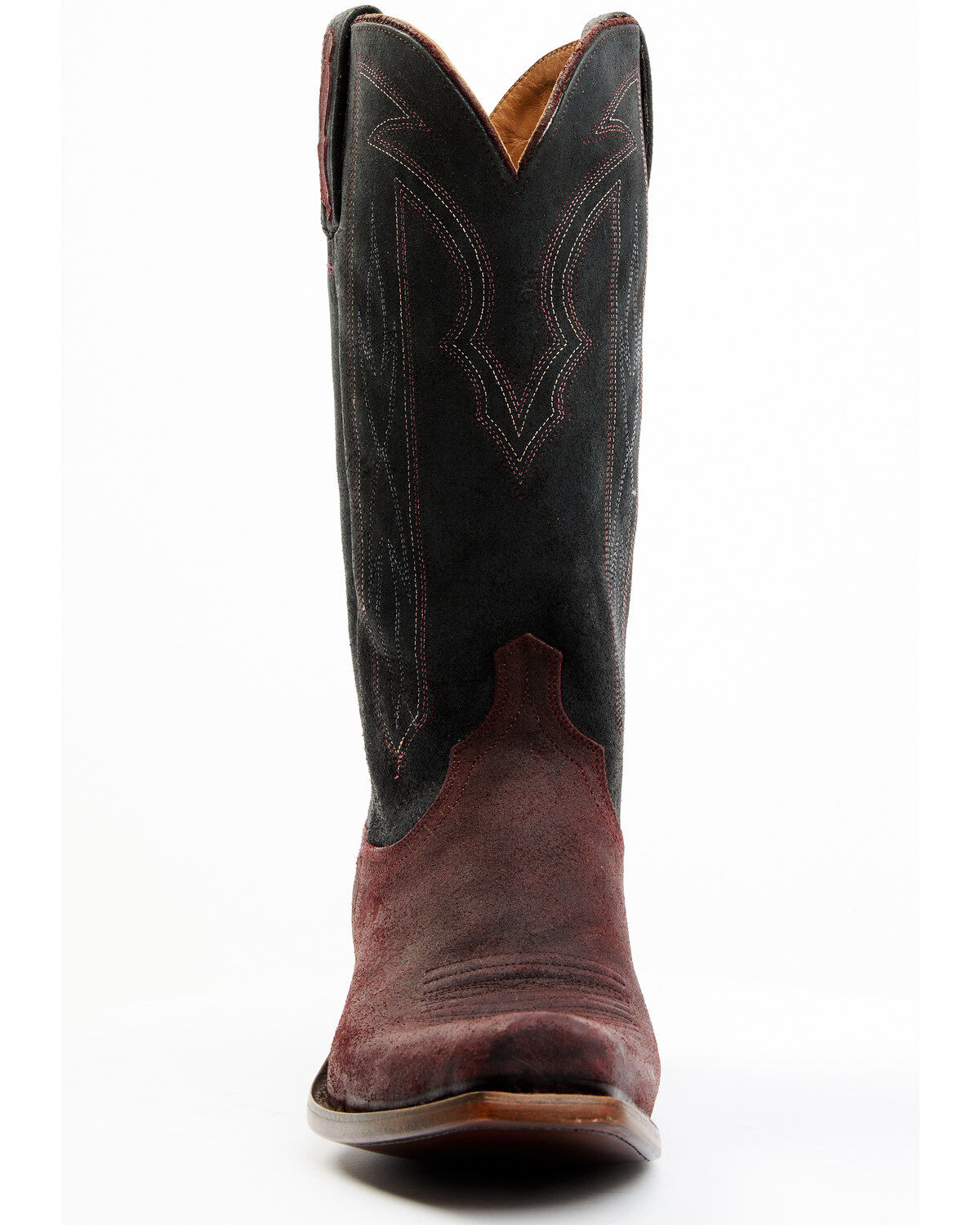 Image #4 - Lucchese Men's Brazos Western Boots - Square Toe, Wine, hi-res