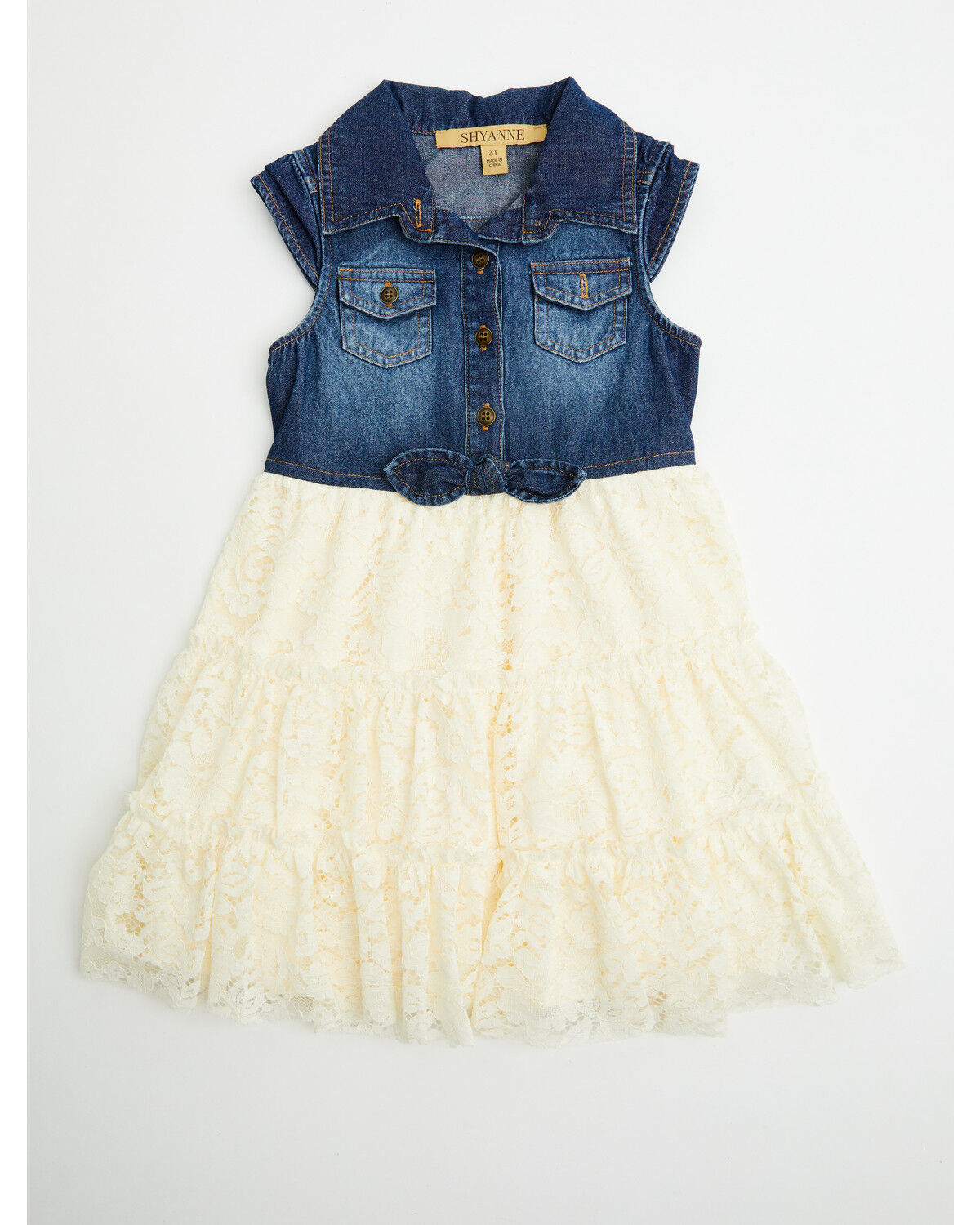 Shyanne Toddler Girls' Lace Short Sleeve Dress, Cream, hi-res