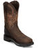 Image #2 - Justin Men's Waterproof Square Steel Toe Work Boots, Mahogany, hi-res