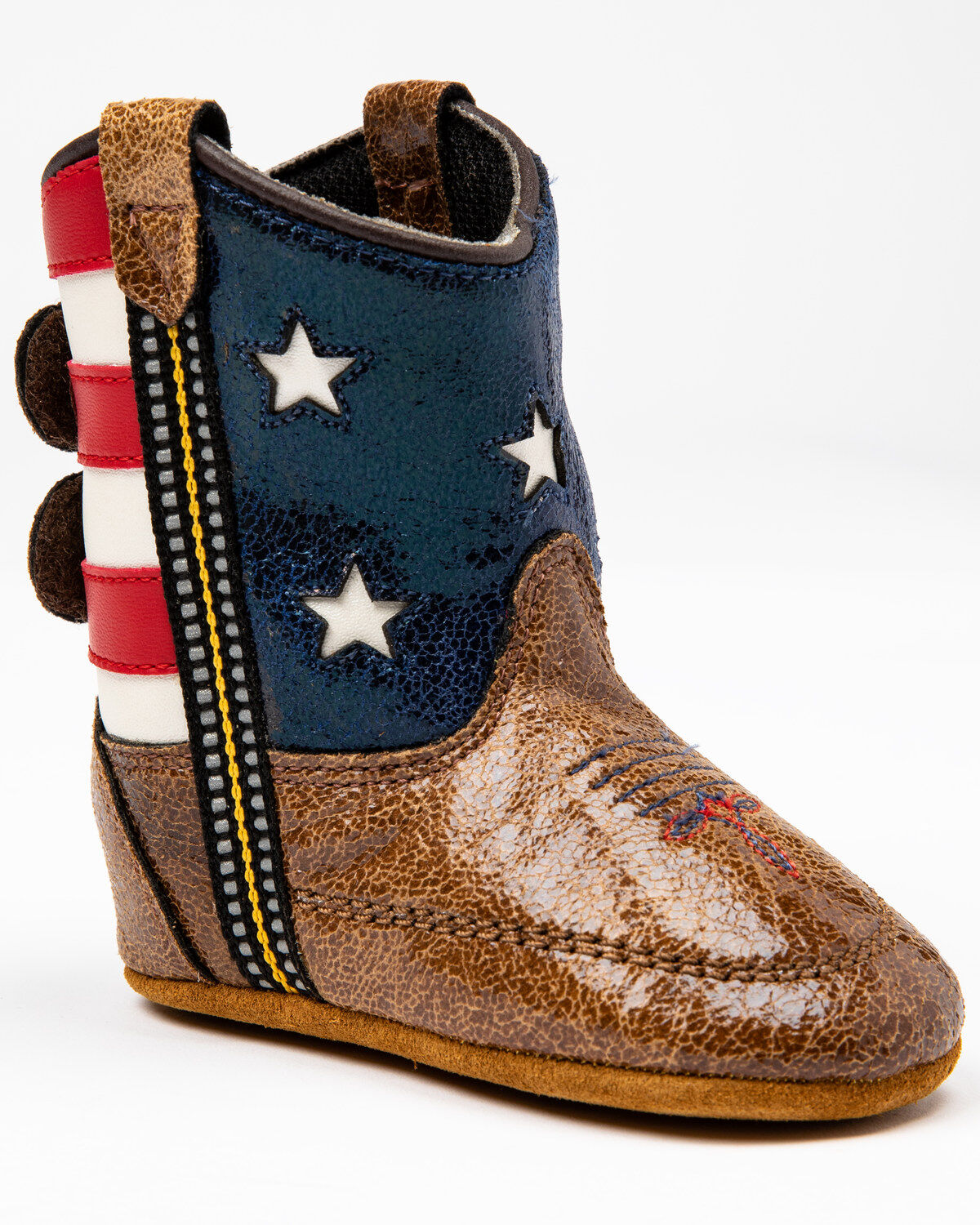 Image #1 - Boot Barn Infant Boys' Flag Poppet Western Boots - Round Toe, Red/white/blue, hi-res