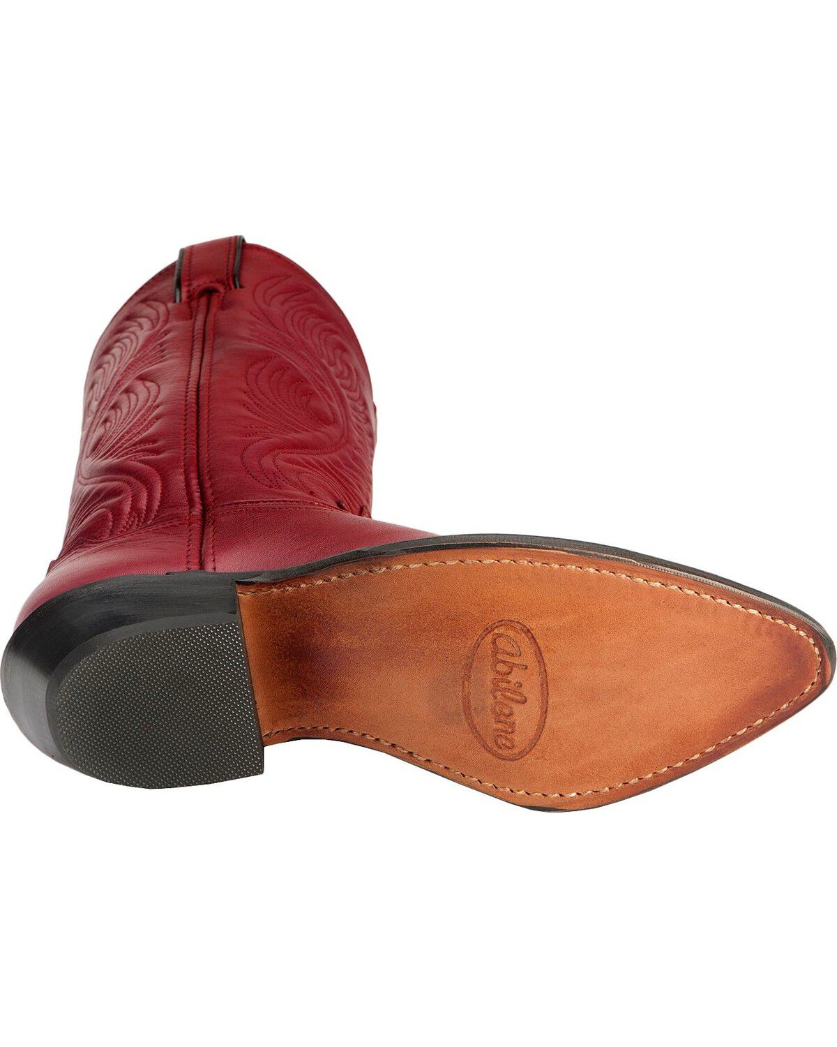 Image #5 - Abilene Women's Cowhide Western Boots - Round Toe, Red, hi-res