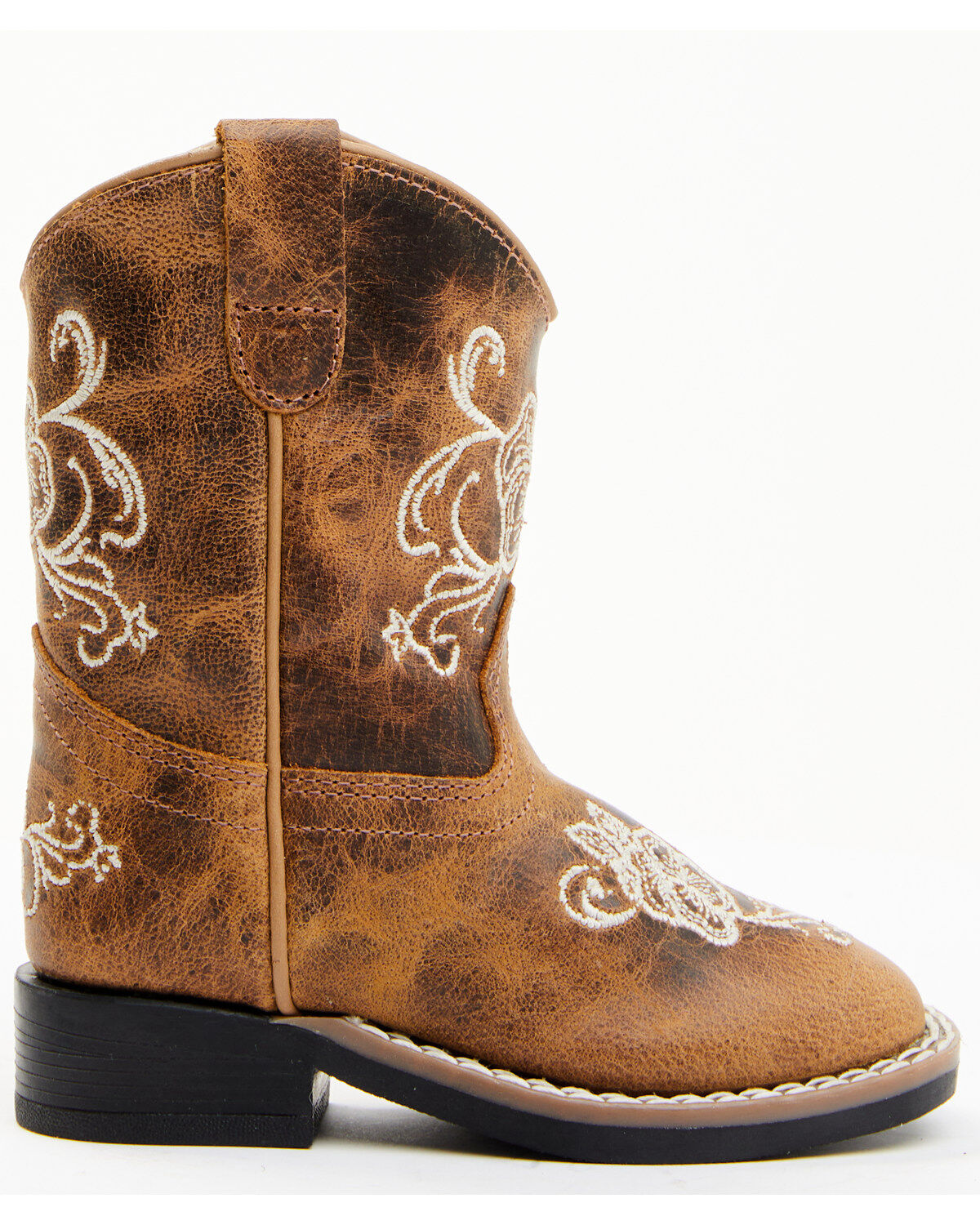 Image #2 - Shyanne Toddler Girls' Little Bitty Lasy Western Boots - Broad Square Toe, Brown, hi-res