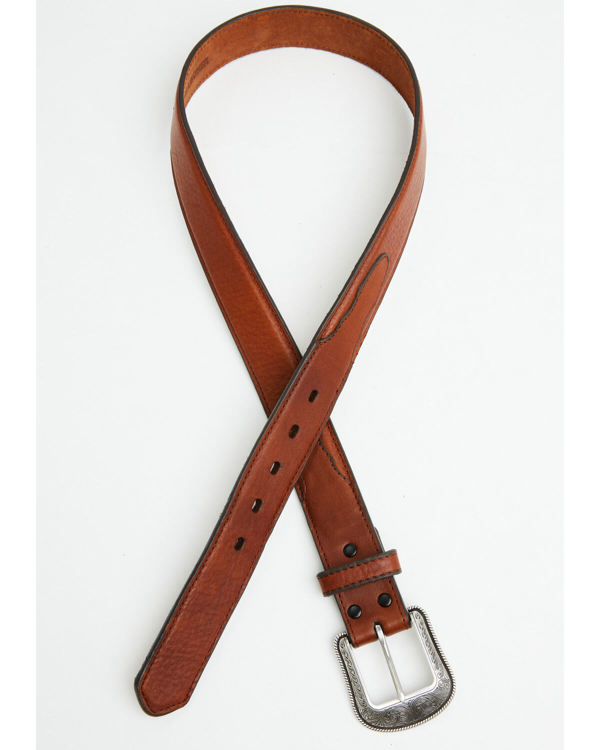 Image #2 - 3D Men's Genuine Leather Belt, Brown, hi-res