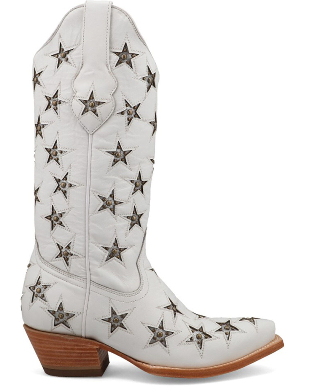 Image #2 - Black Star Women's Marfa Star Inlay Studded Western Boots - Snip Toe, Silver, hi-res