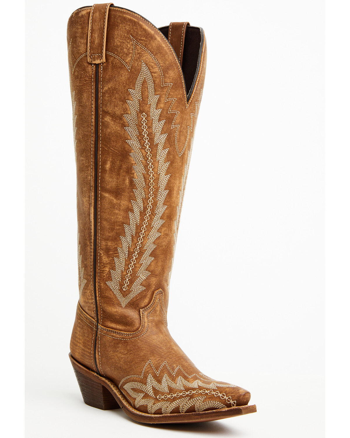 Image #1 - Laredo Women's Roxelle Wide Calf Tall Western Boots - Snip Toe, Honey, hi-res